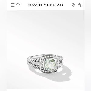 David Yurman Petite Albion Ring Sterling Silver w/ Prasiolite and Pavé Diamonds